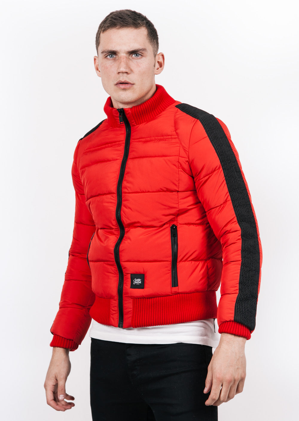 Sixth June - Doudoune courte bandes reliefs rouge noir