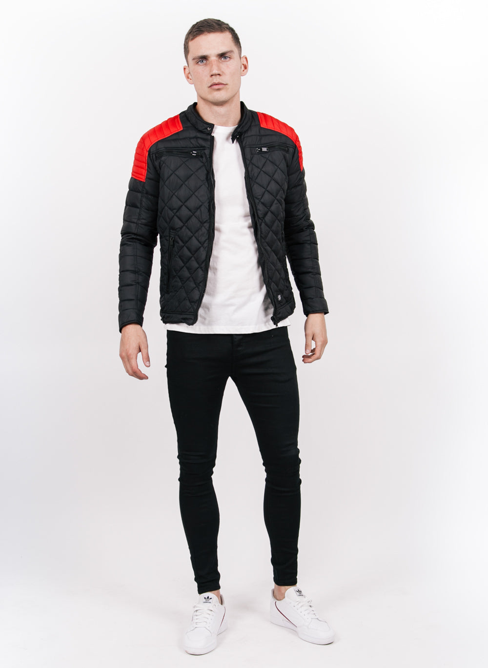 Sixth June - Blouson matelassé ajusté biker noir rouge