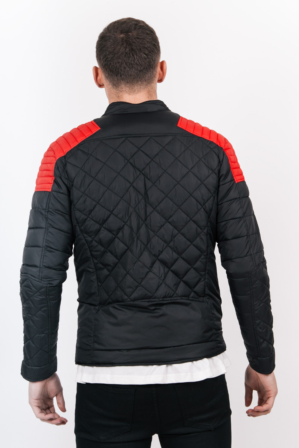 Sixth June - Blouson matelassé ajusté biker noir rouge