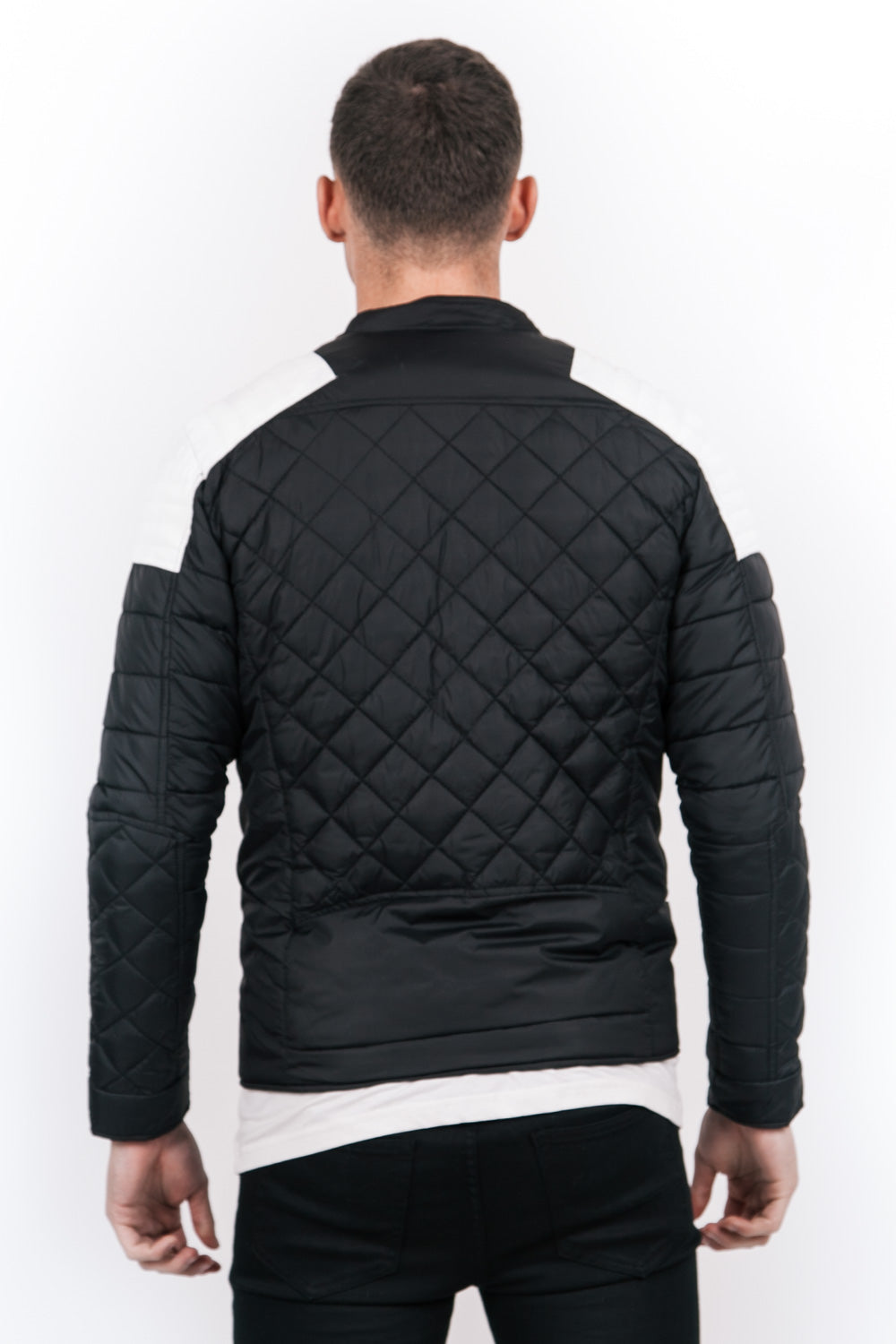 Sixth June - Blouson matelassé ajusté biker noir blanc