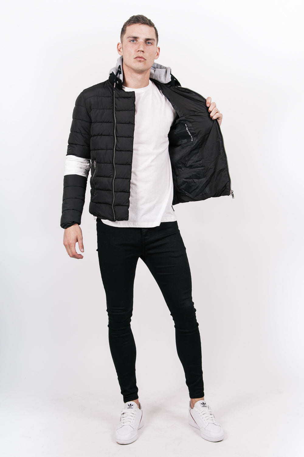 Sixth June - Doudoune courte capuche noir blanc