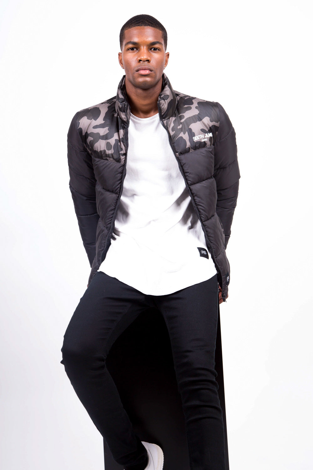 Sixth June - Doudoune bicolore logo noire camouflage