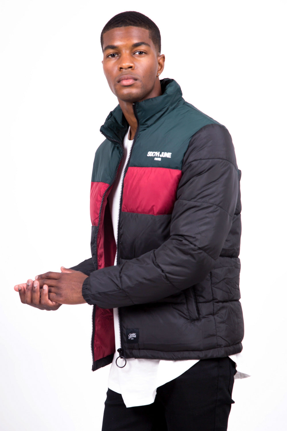 Sixth June - Doudoune tricolore logo noire rouge vert