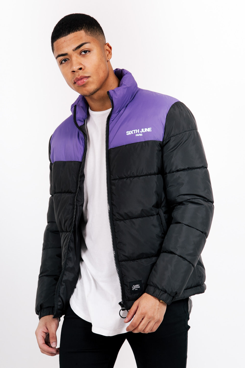 Sixth June - Doudoune bicolore logo noir violet