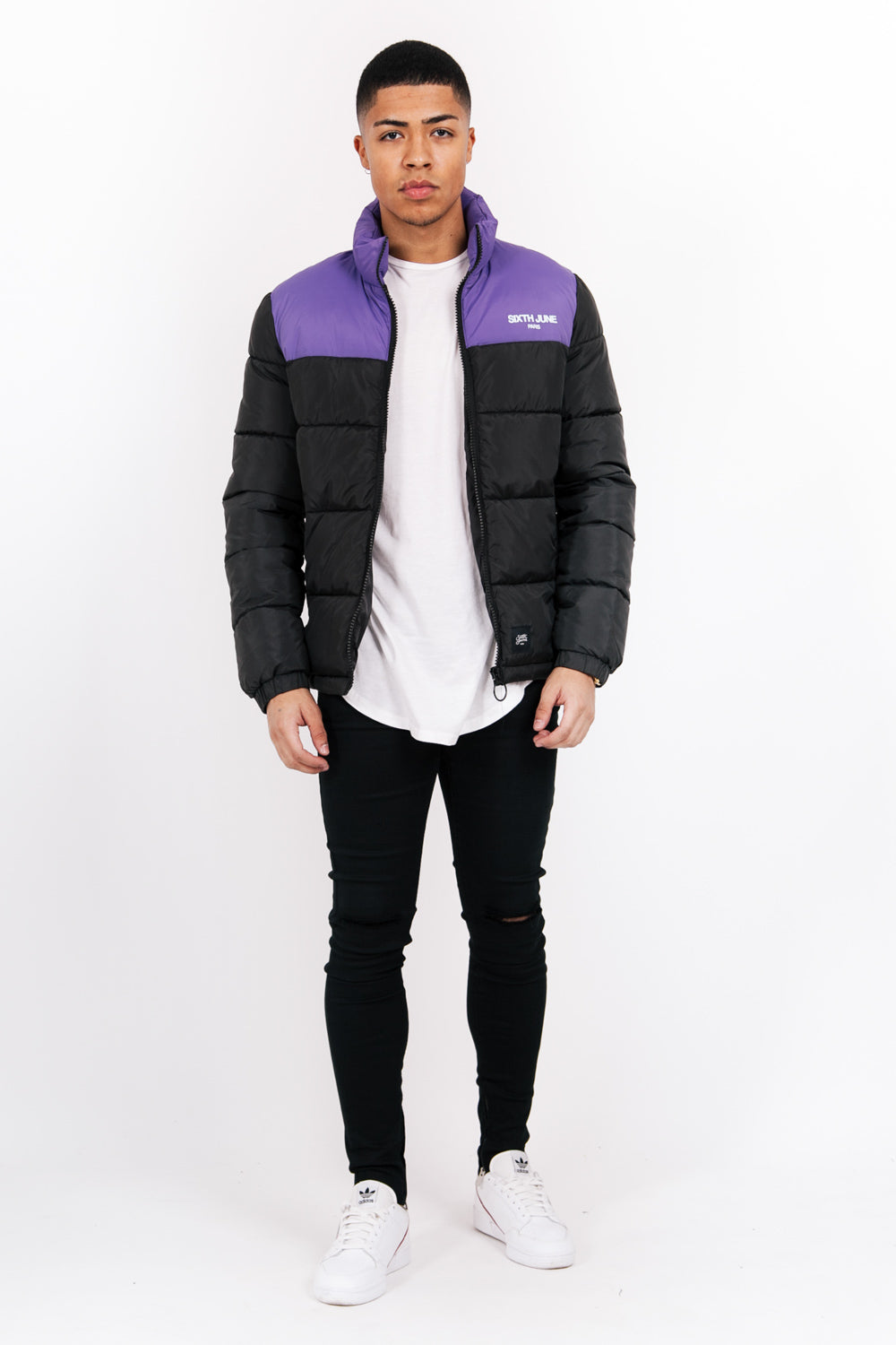 Sixth June - Doudoune bicolore logo noir violet