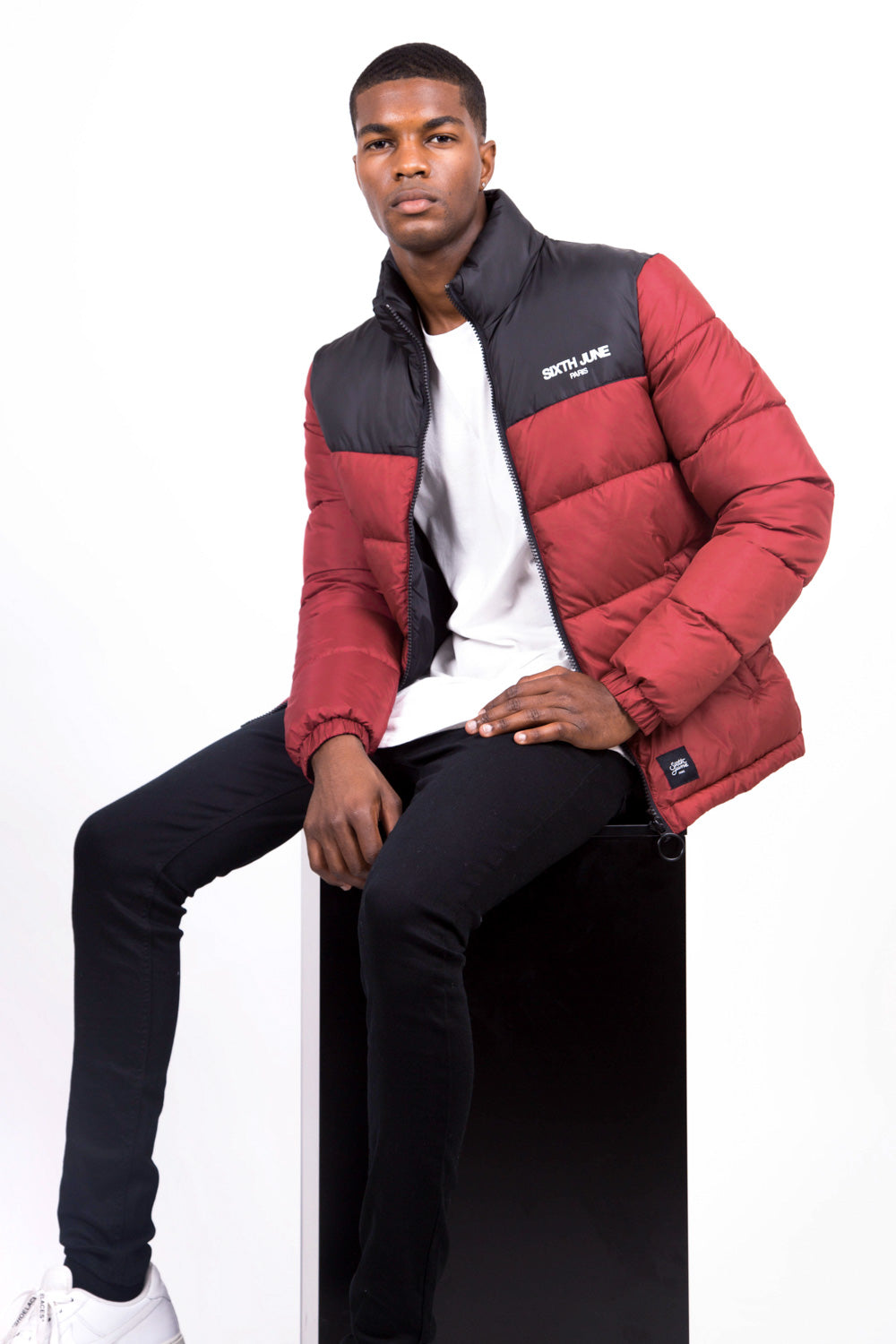 Sixth June - Doudoune bicolore logo rouge noire