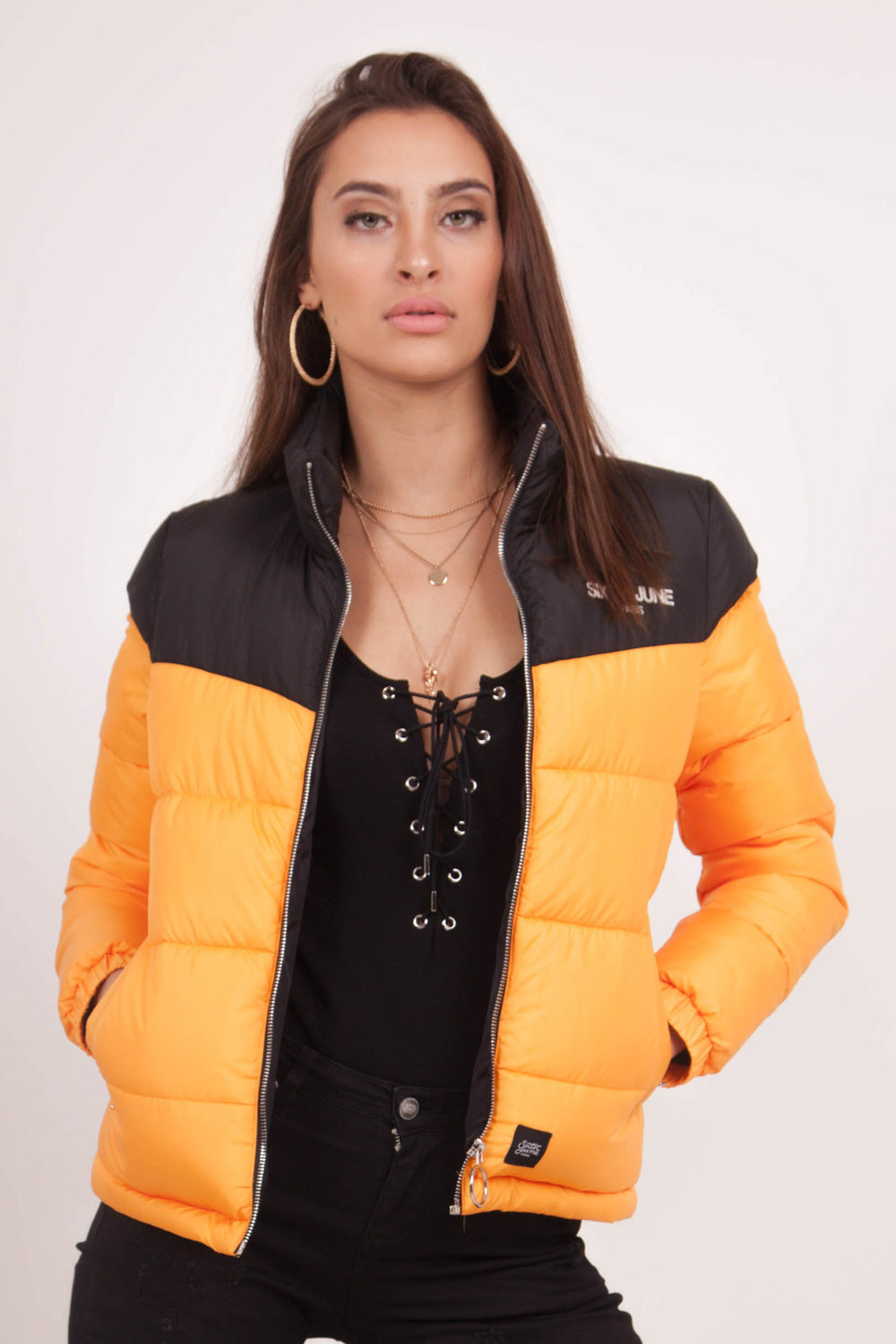 Sixth June - Doudoune bicolore logo jaune noire