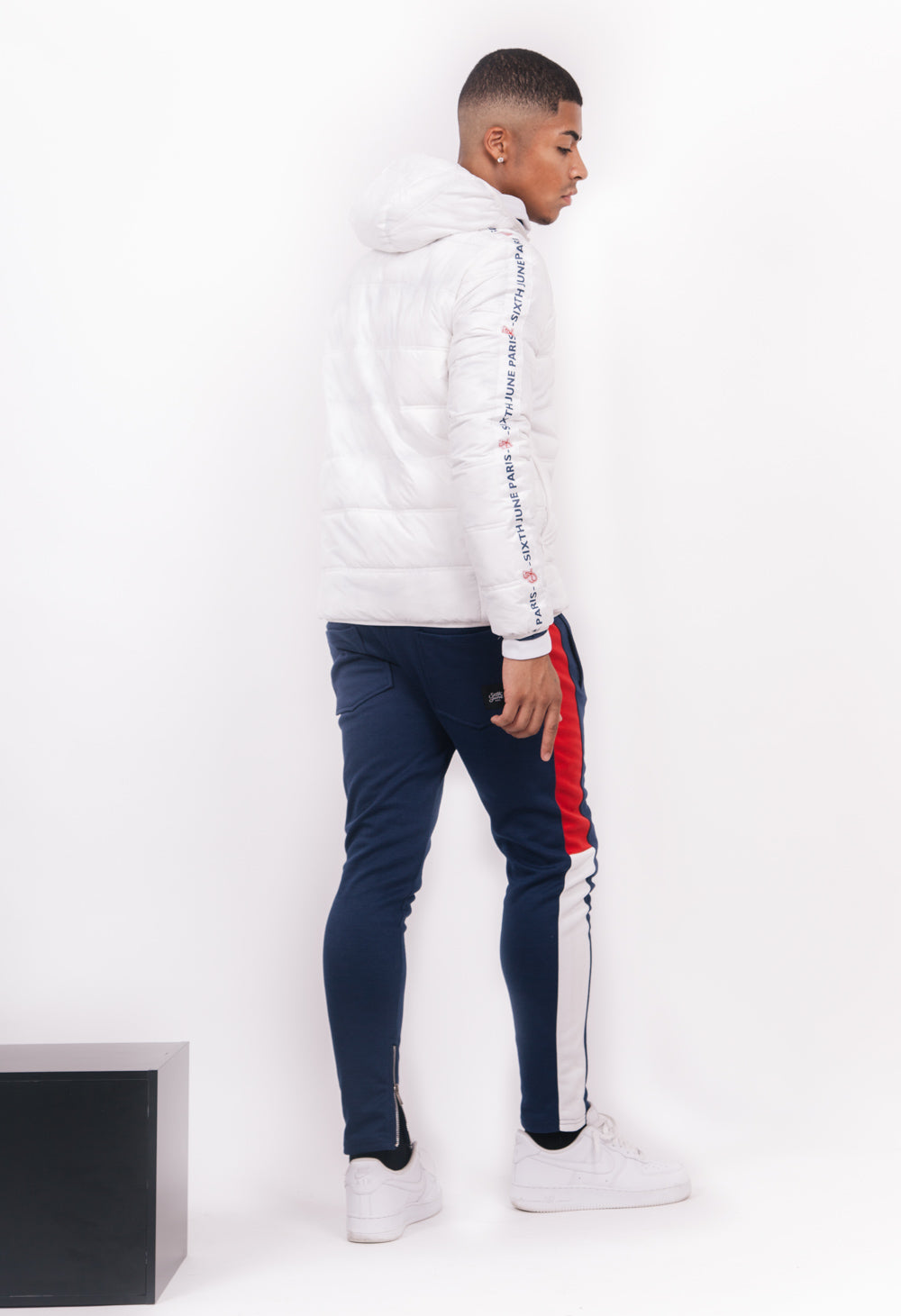Sixth June - Doudoune légère bandes texte blanc