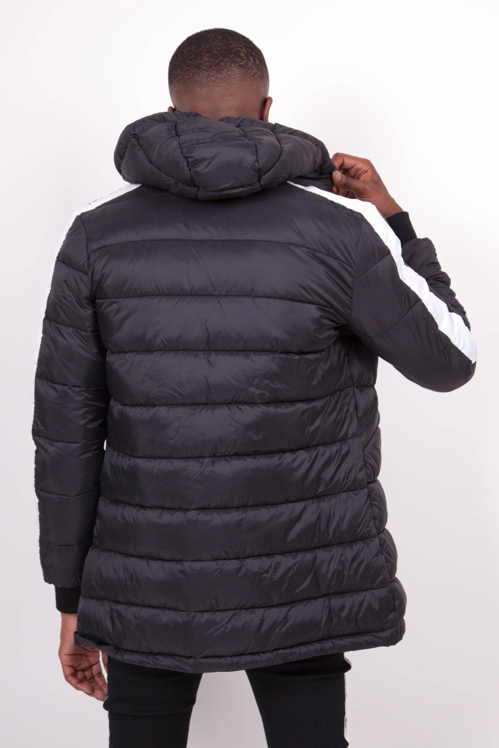 Sixth June - Doudoune mi-longue bandes noire blanc