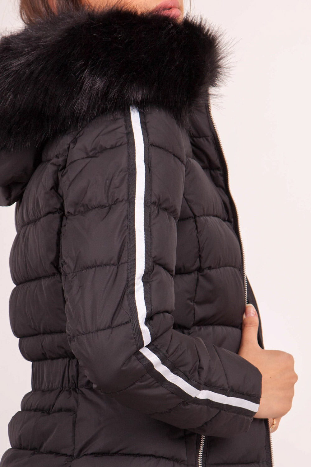 Sixth June - Doudoune longue bandes noire