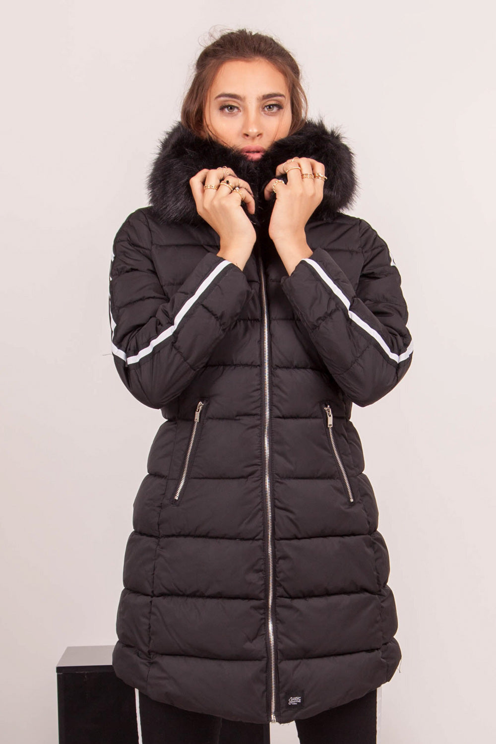 Sixth June - Doudoune longue bandes noire