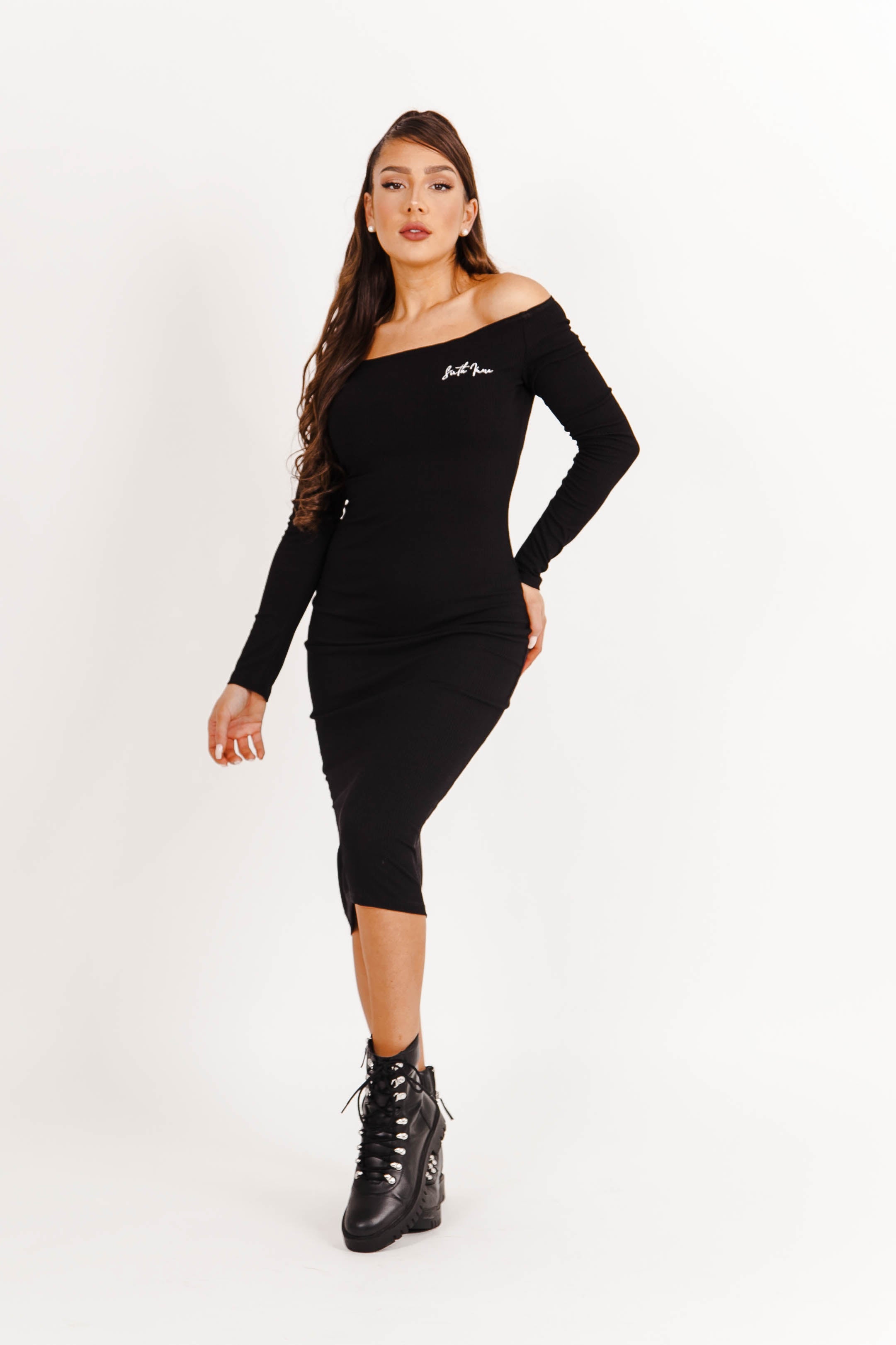 Sixth June - Robe côtelée épaules dénudées noir