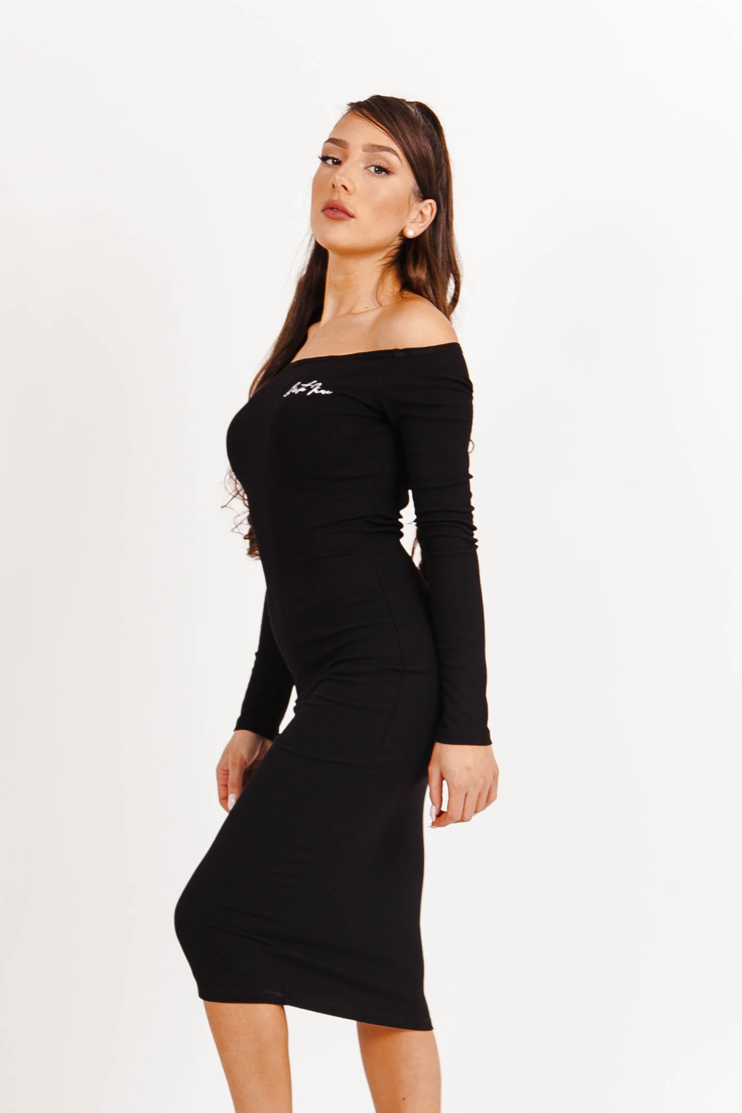 Sixth June - Robe côtelée épaules dénudées noir