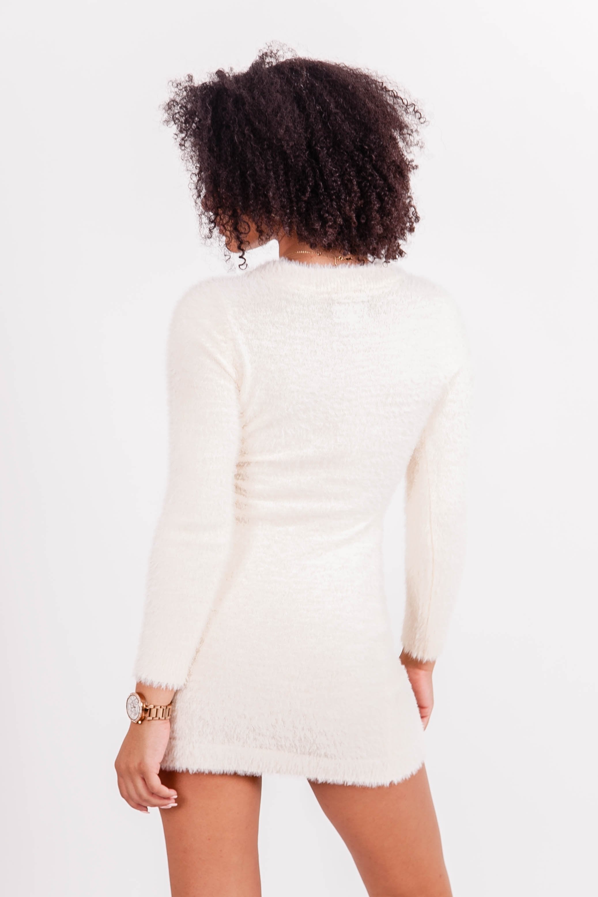 Sixth June - Robe courte duveteuse Blanc cassé