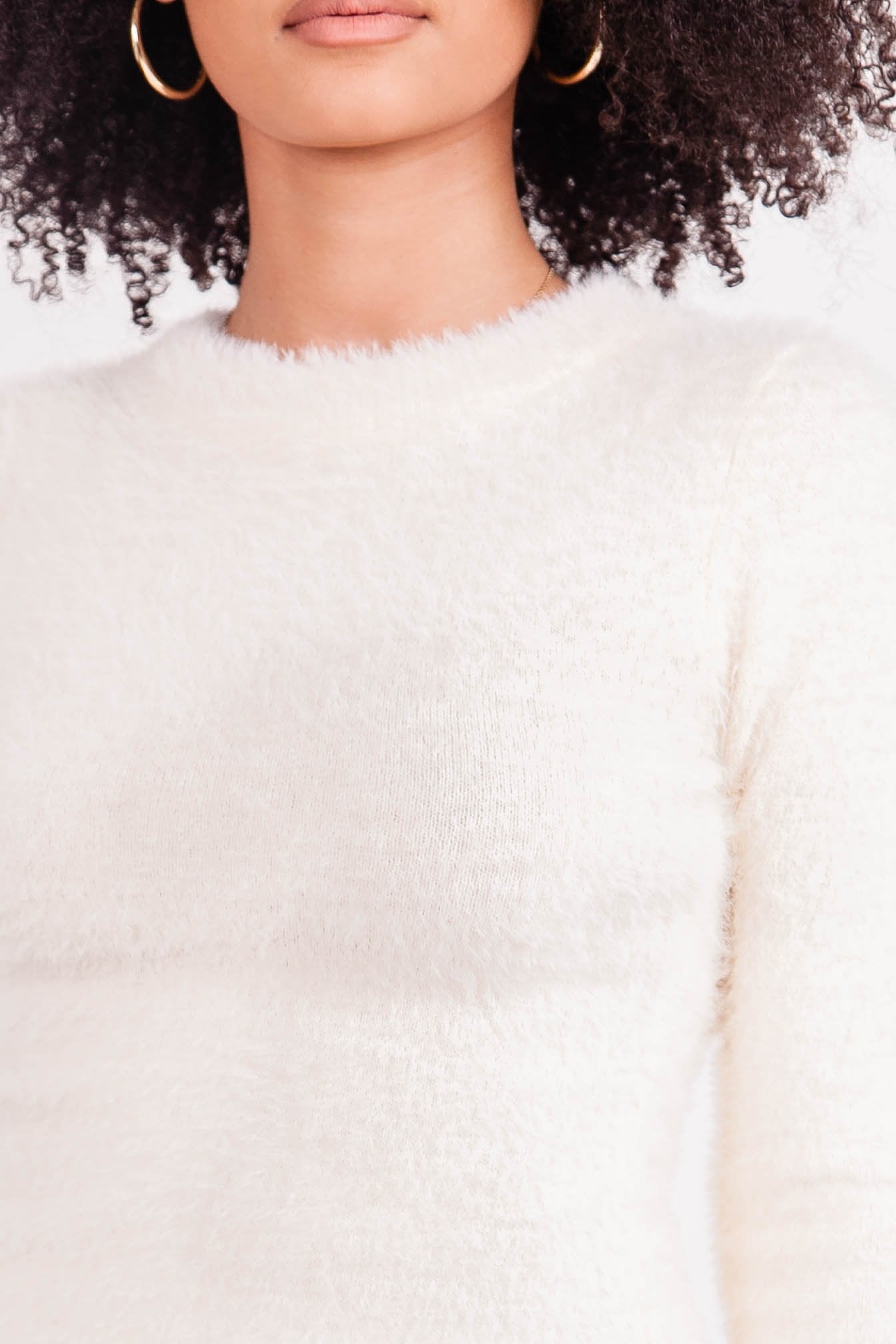 Sixth June - Robe courte duveteuse Blanc cassé