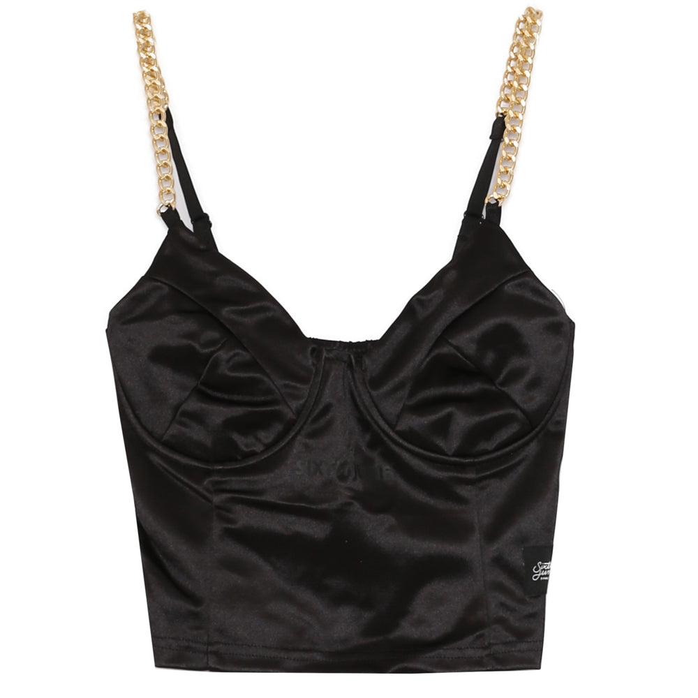Sixth June - Top corset chaînes noir