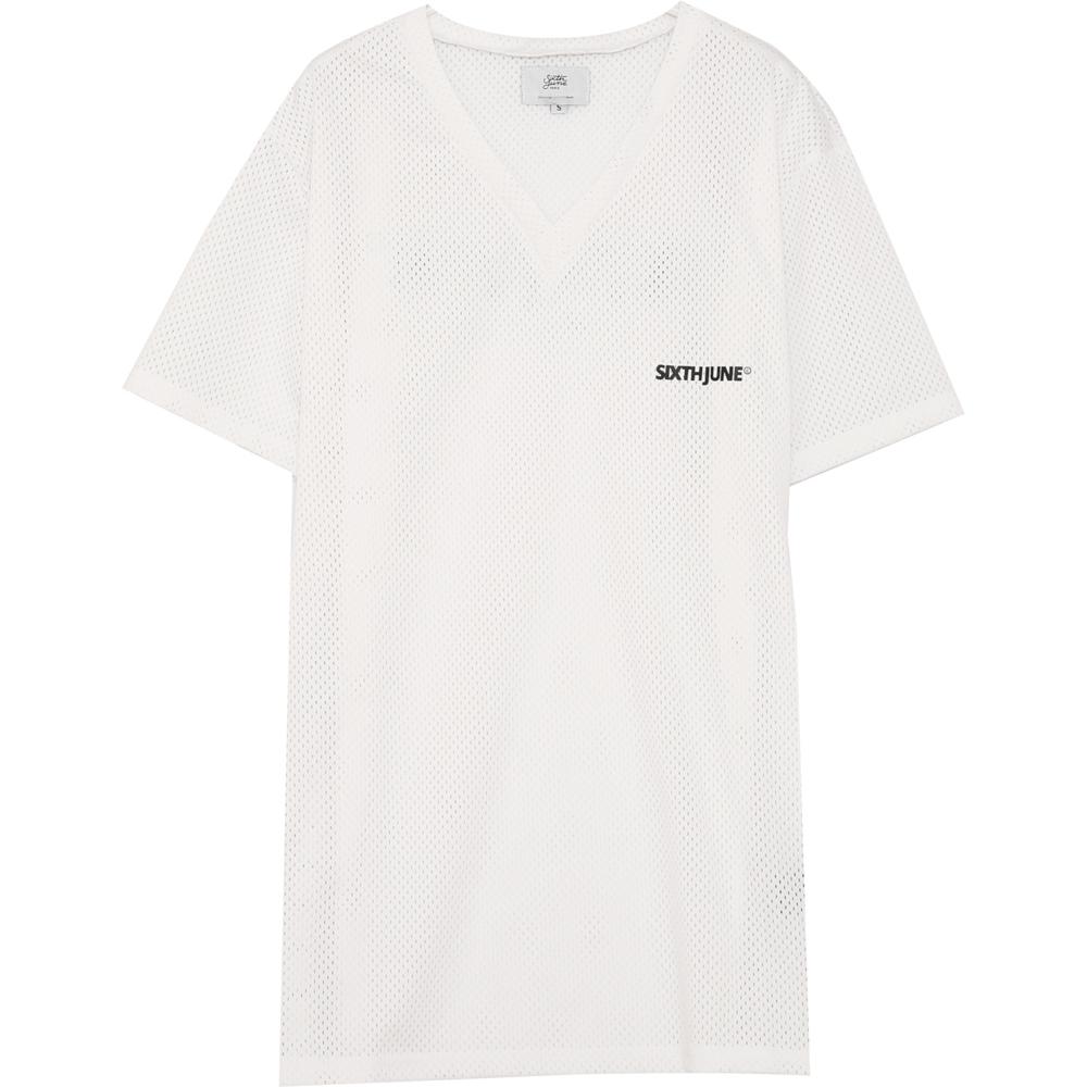 Sixth June - Robe t-shirt mesh logo blanc