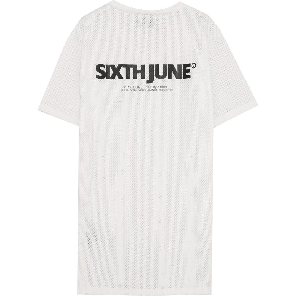 Sixth June - Robe t-shirt mesh logo blanc
