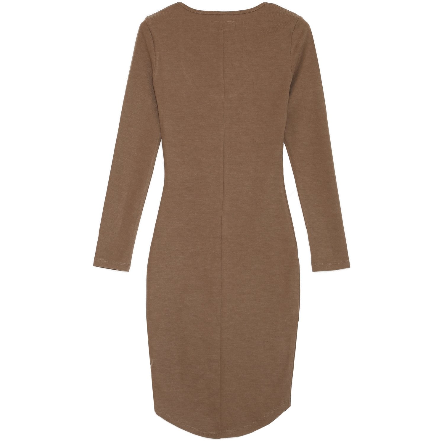 Beigefarbenes Langarmkleid