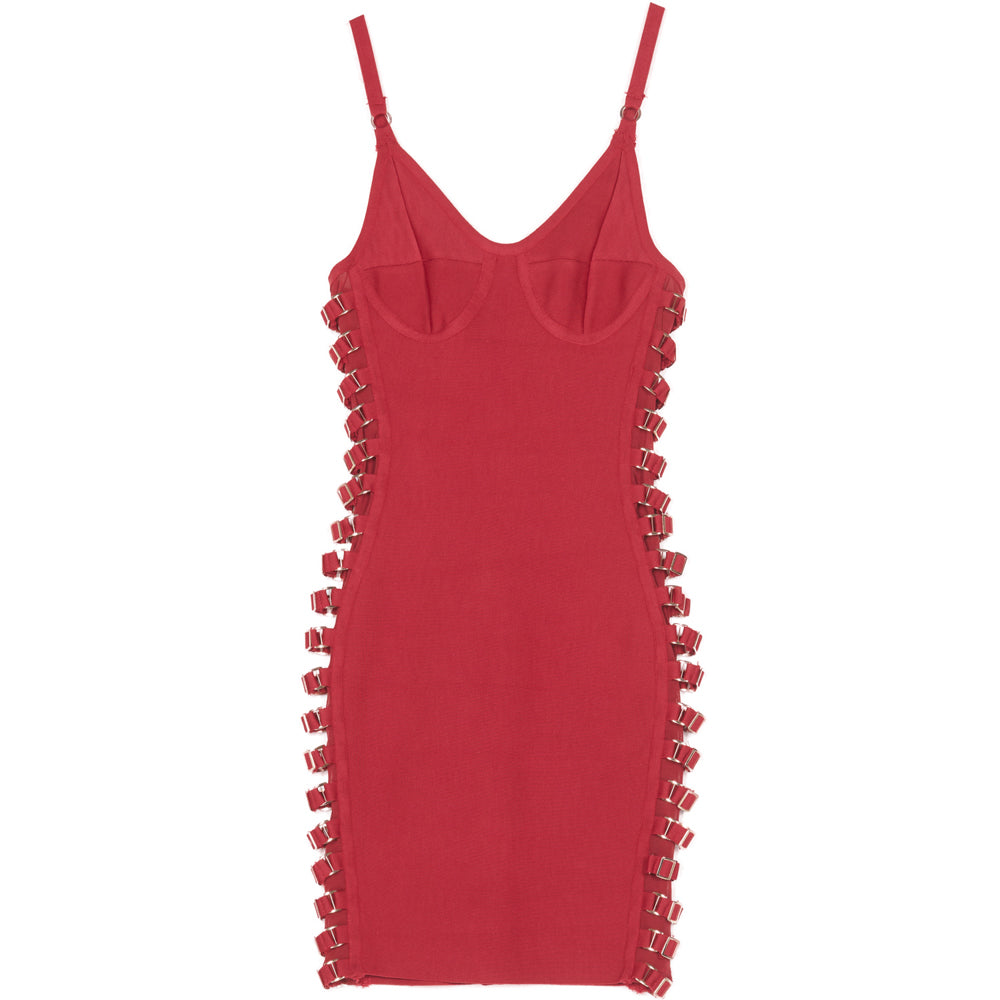 Sixth June - Robe soirée boucles côtés bordeaux