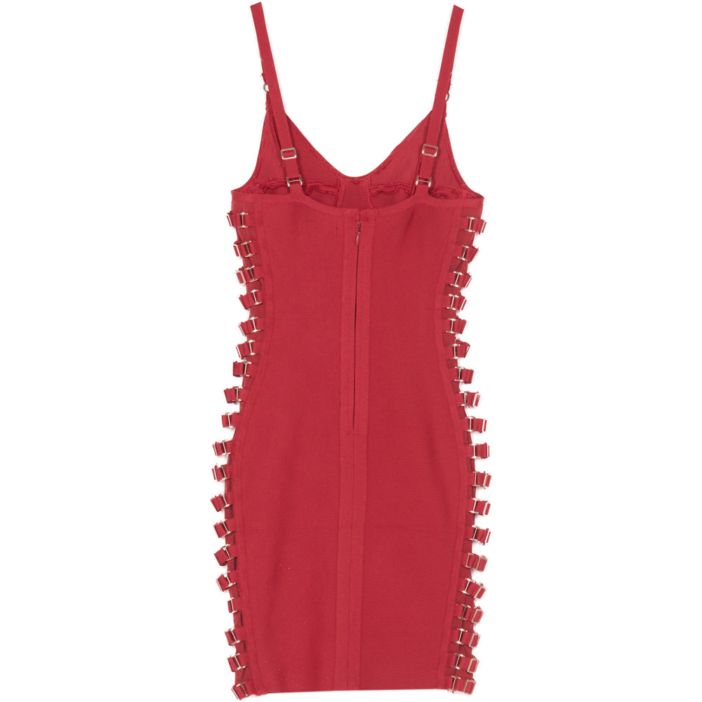 Sixth June - Robe soirée boucles côtés bordeaux