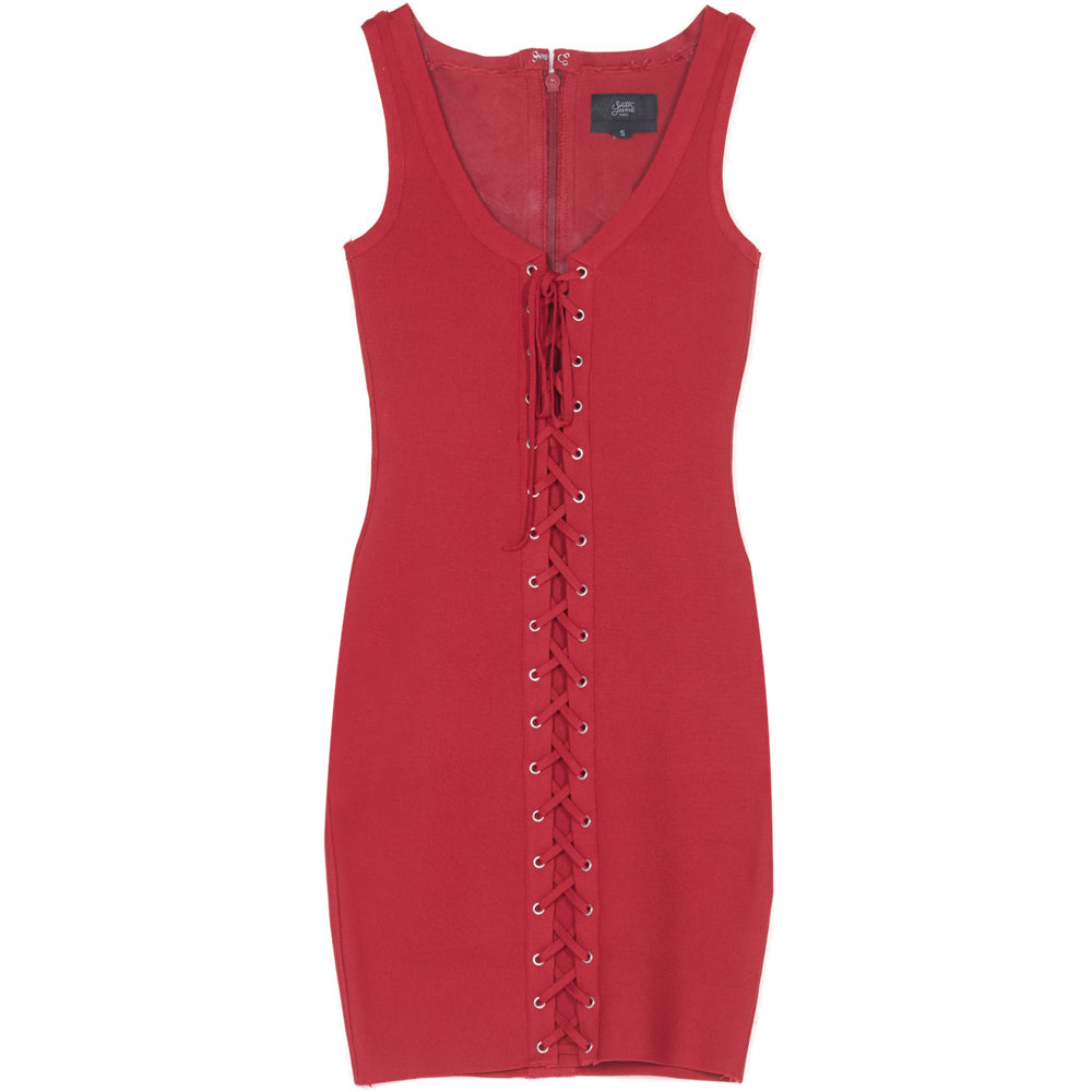 Sixth June - Robe soirée laçage avant bordeaux