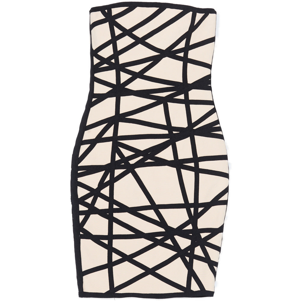 Sixth June - Robe soirée bustier bandes beige