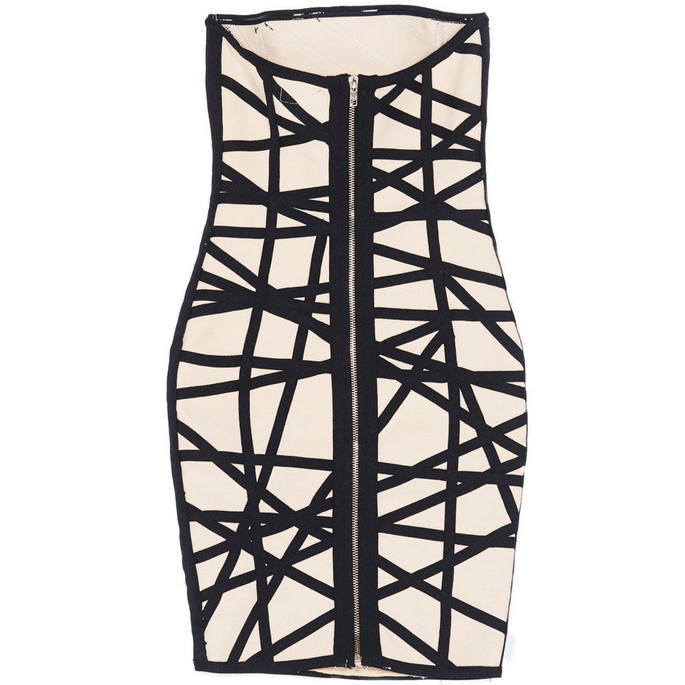 Sixth June - Robe soirée bustier bandes beige