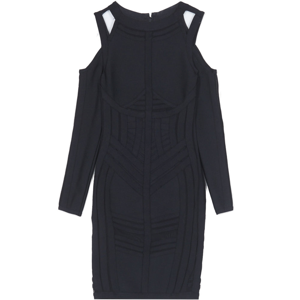 Sixth June - Robe soirée reliefs épaules nues noir