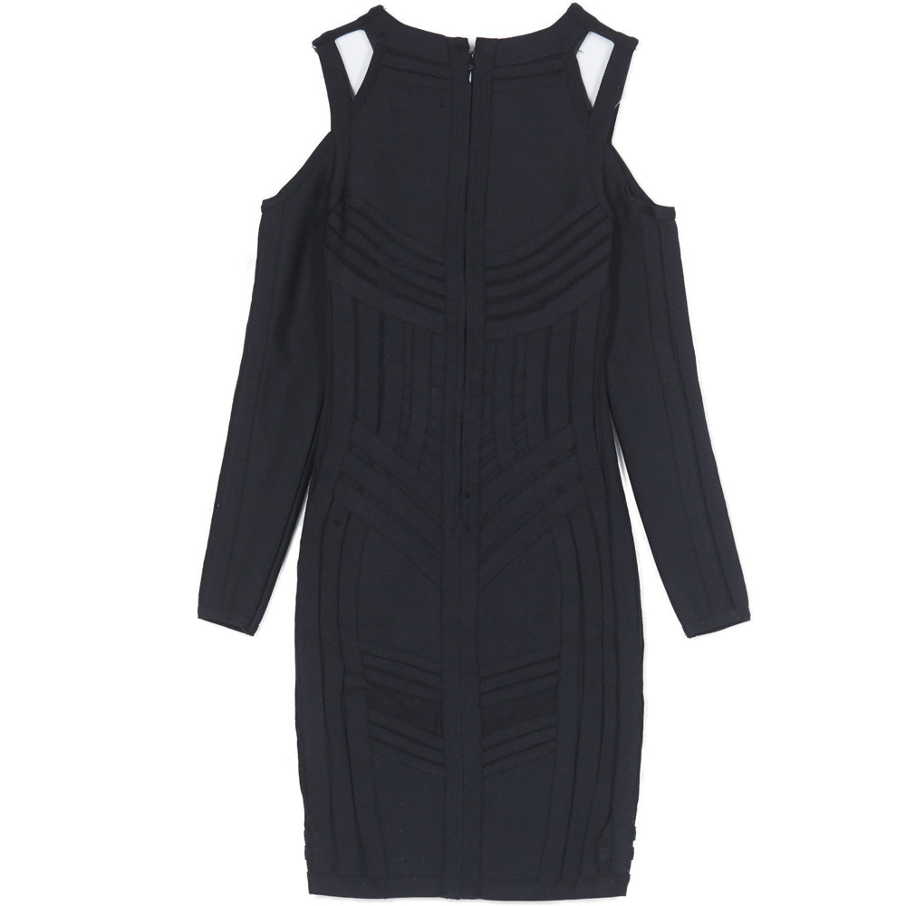 Sixth June - Robe soirée reliefs épaules nues noir