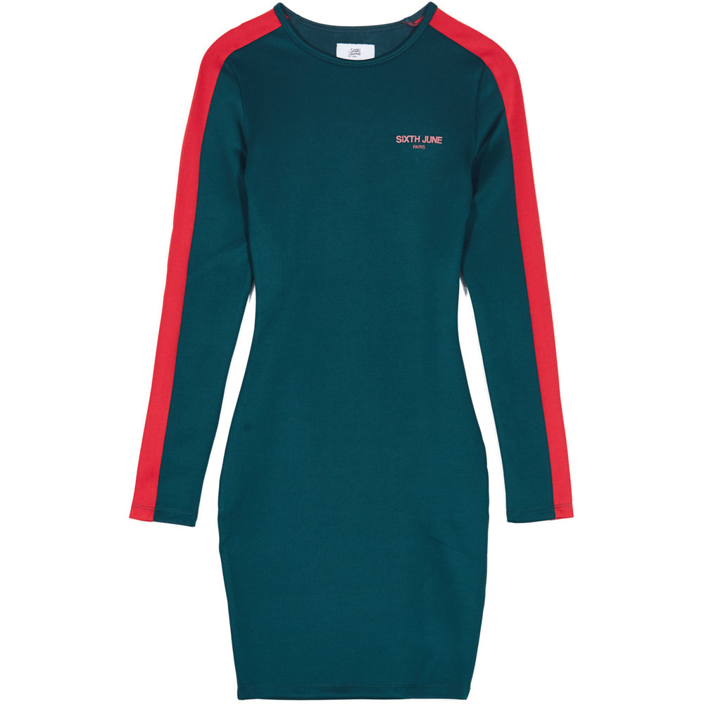 Sixth June - Robe moulante bandes vert rouge
