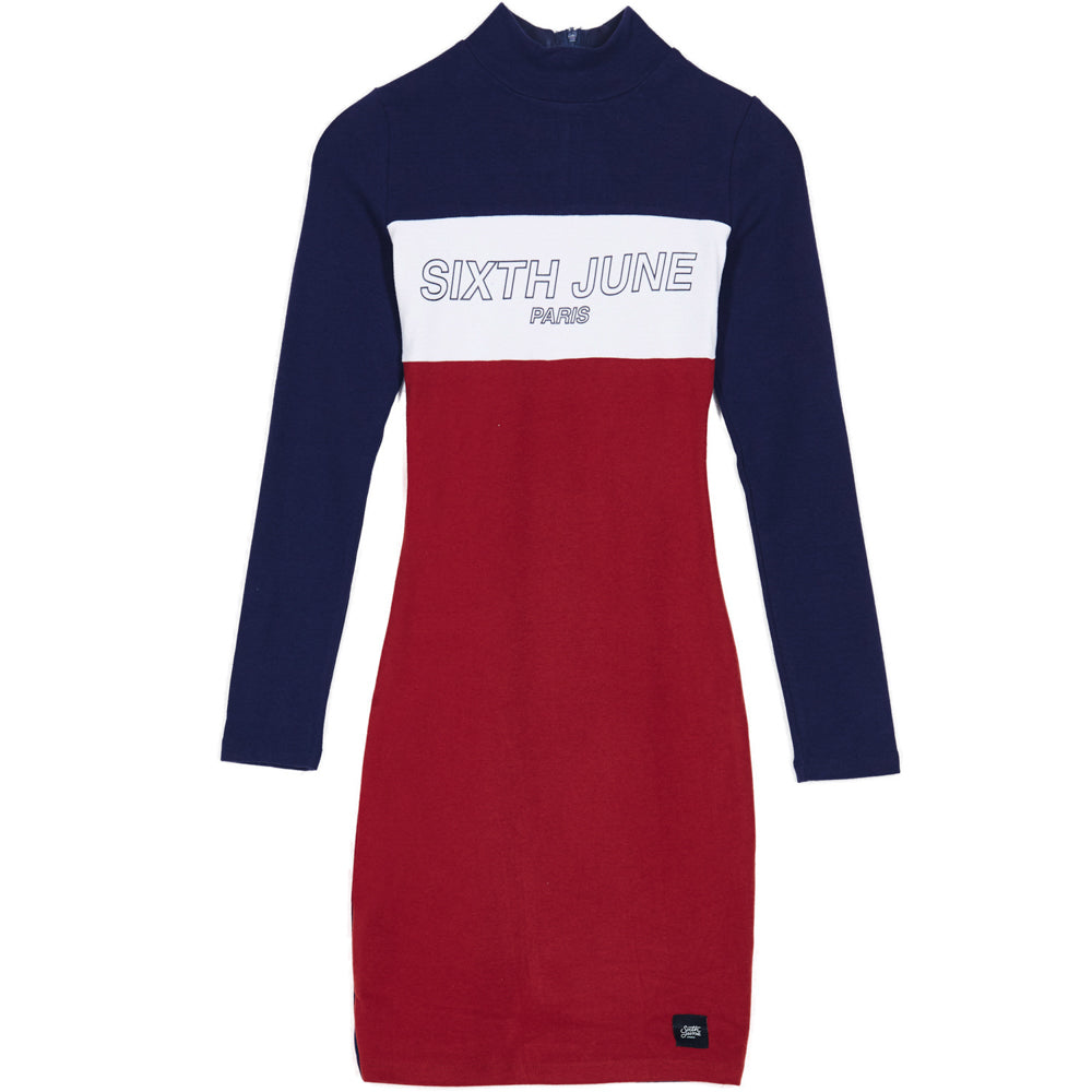 Sixth June - Robe tricolore texte rouge bleu blanc