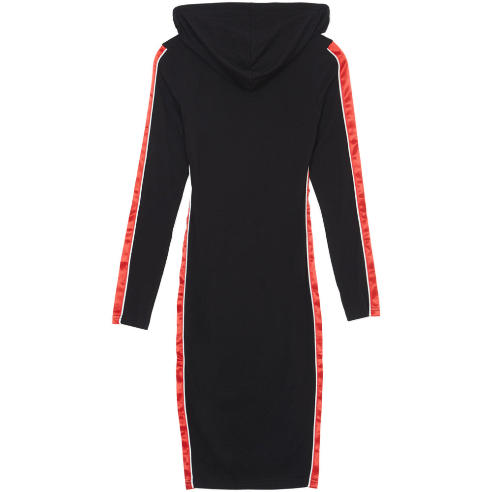 Sixth June - Robe capuche bandes satin noir rouge