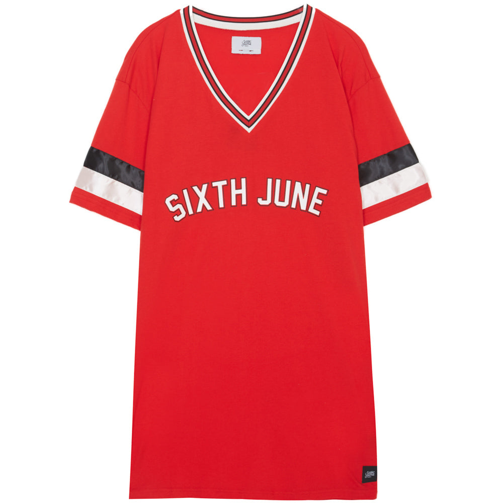 Sixth June - Robe T-shirt bandes Gigi 95 rouge