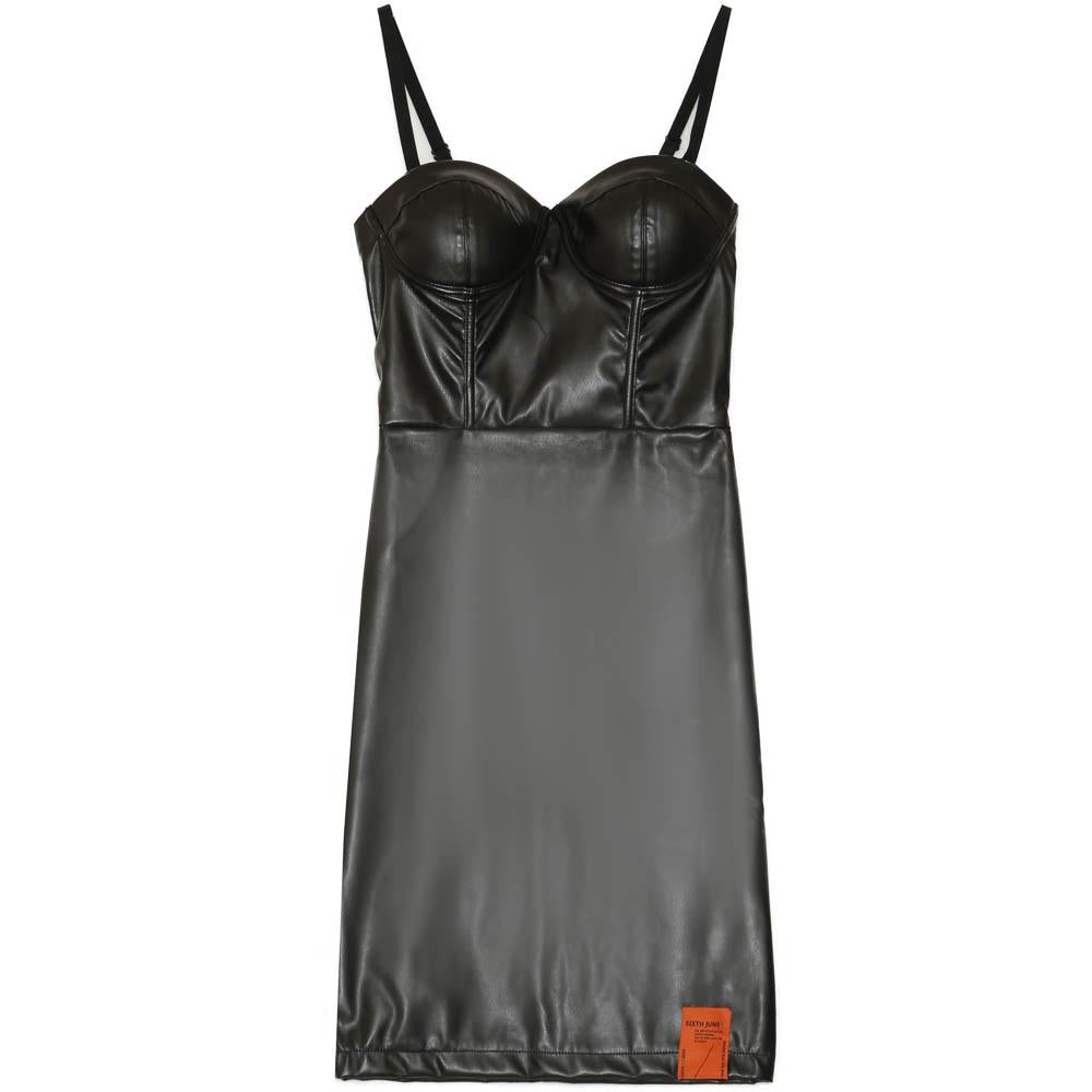 Robe simili cuir noir