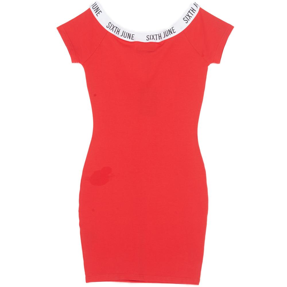 Strip Naked Shoulders Dress Red