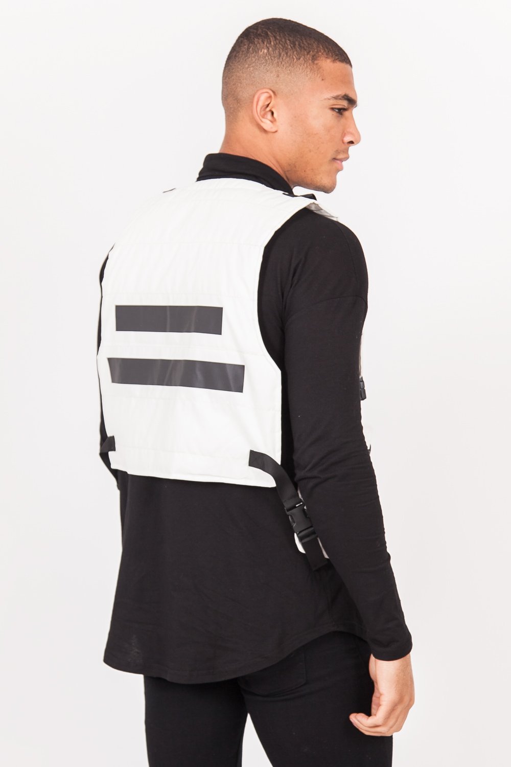 Light Reflective Tactical Vest White Black