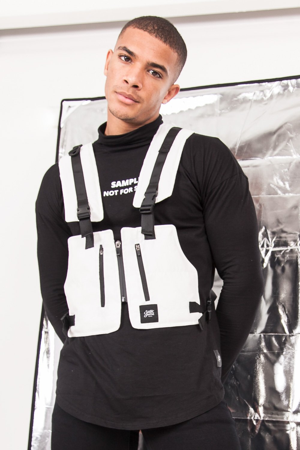 Light Reflective Tactical Vest White Black