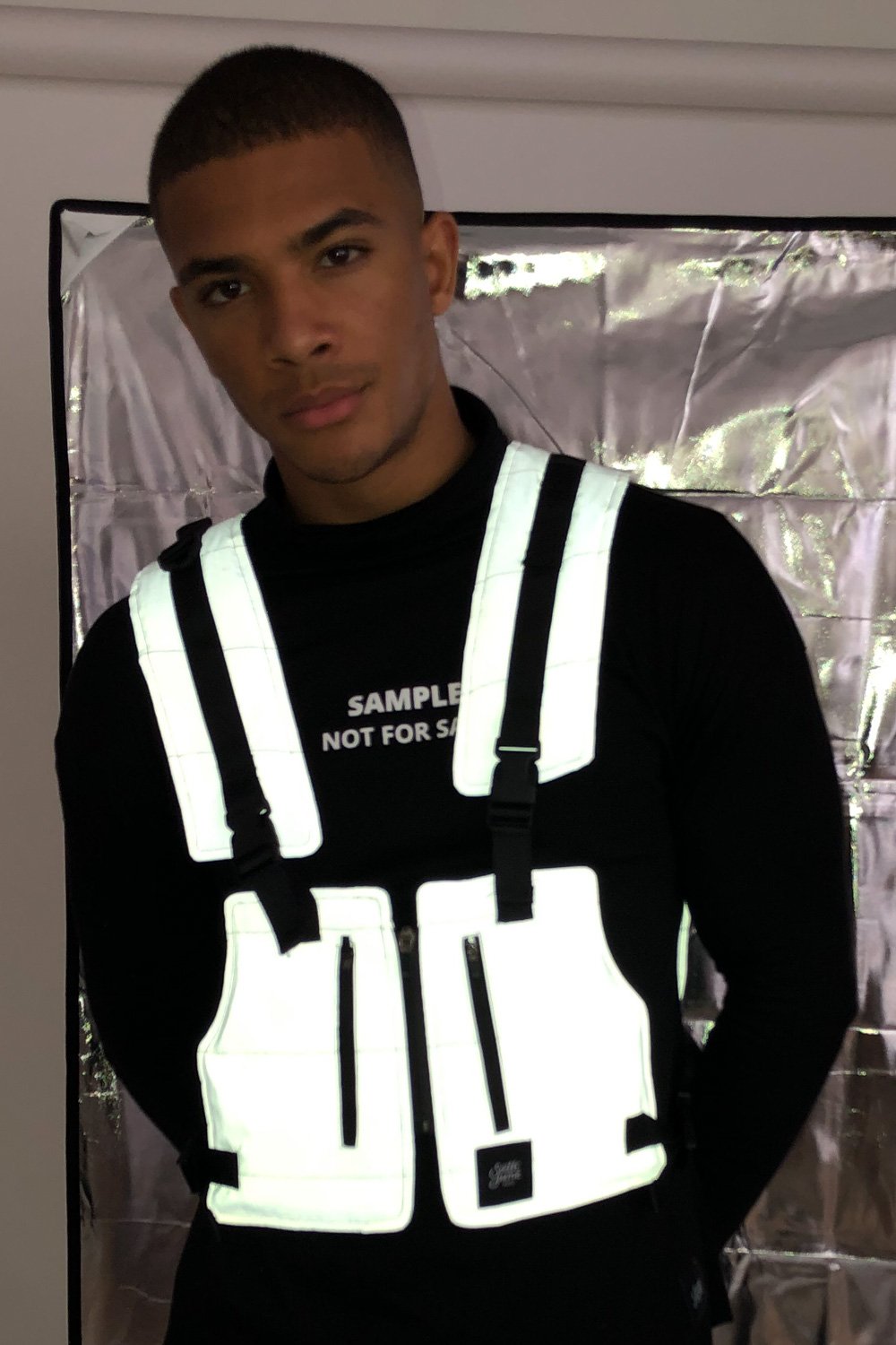 Light Reflective Tactical Vest White Black