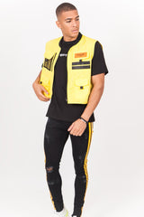 Gilet multipoches court jaune