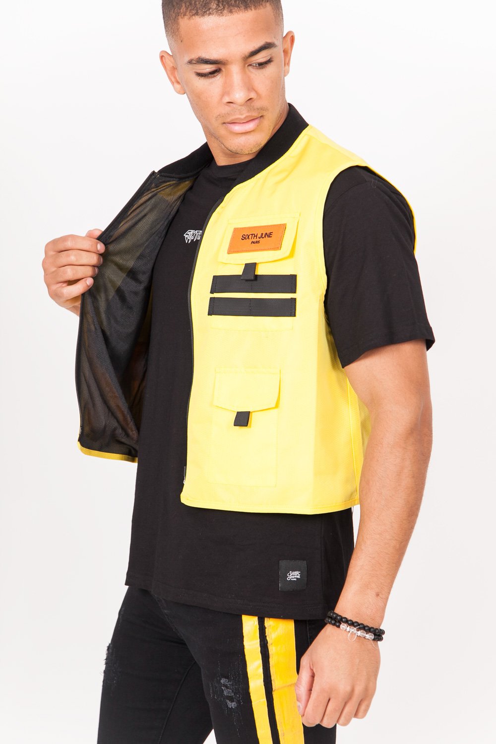 Gilet multipoches court jaune