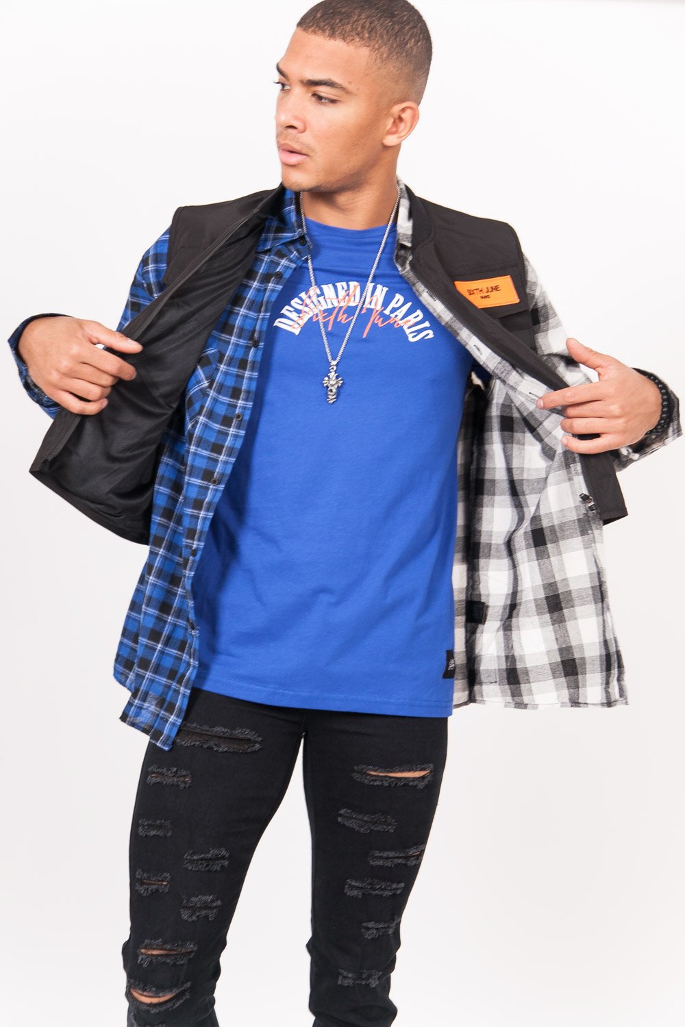 Short Multiple Pockets Vest Black