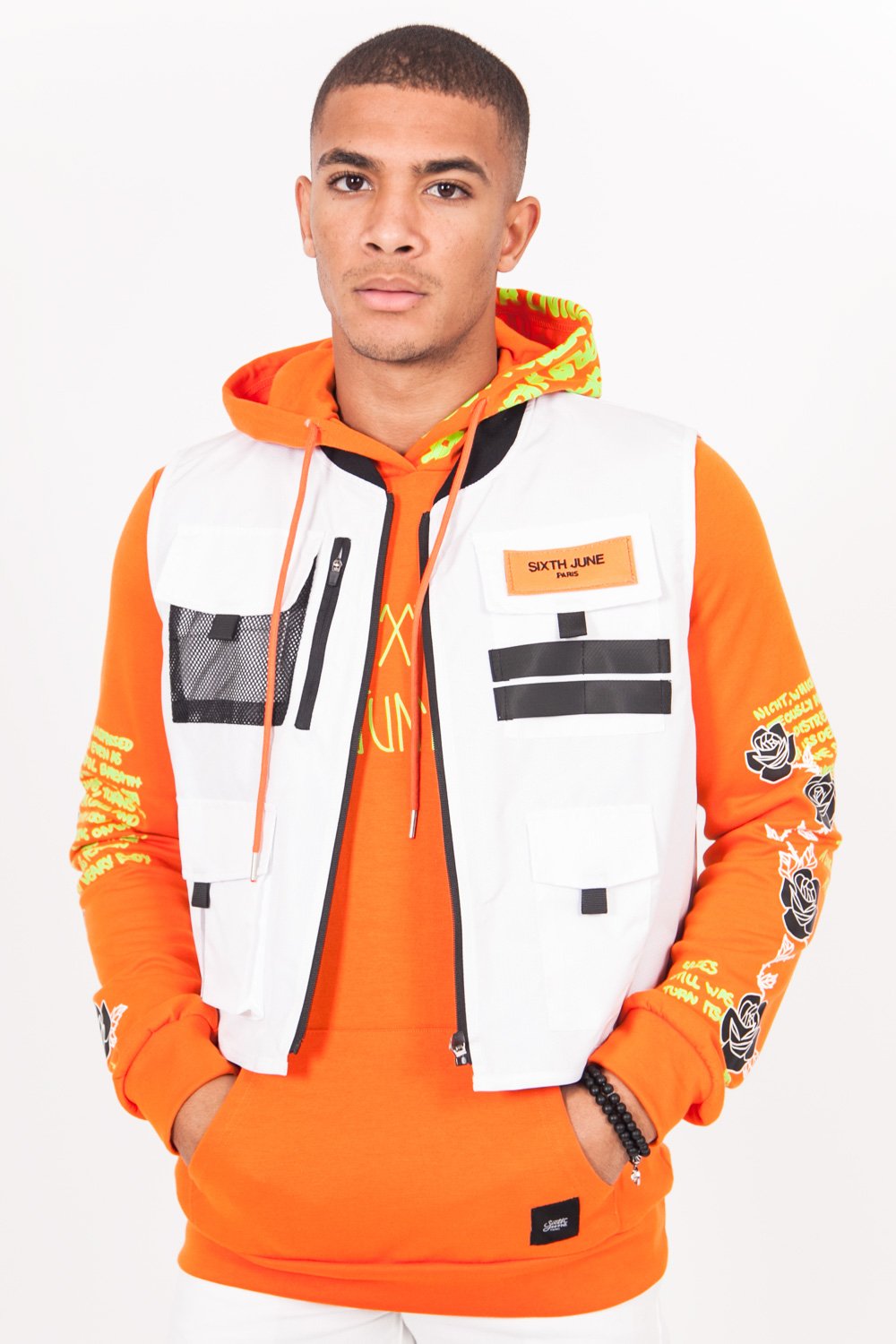 Short Multiple Pockets Vest White