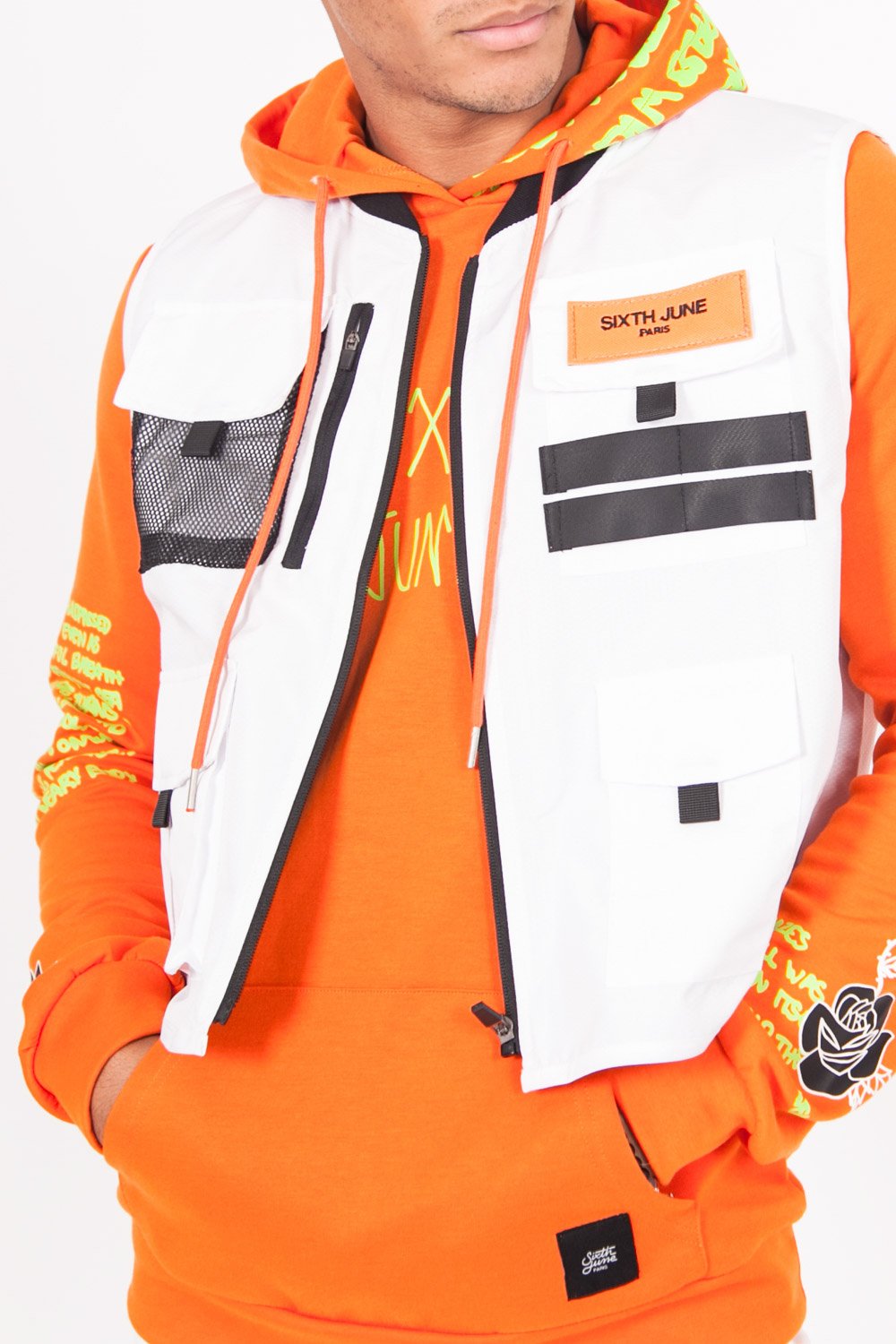 Short Multiple Pockets Vest White