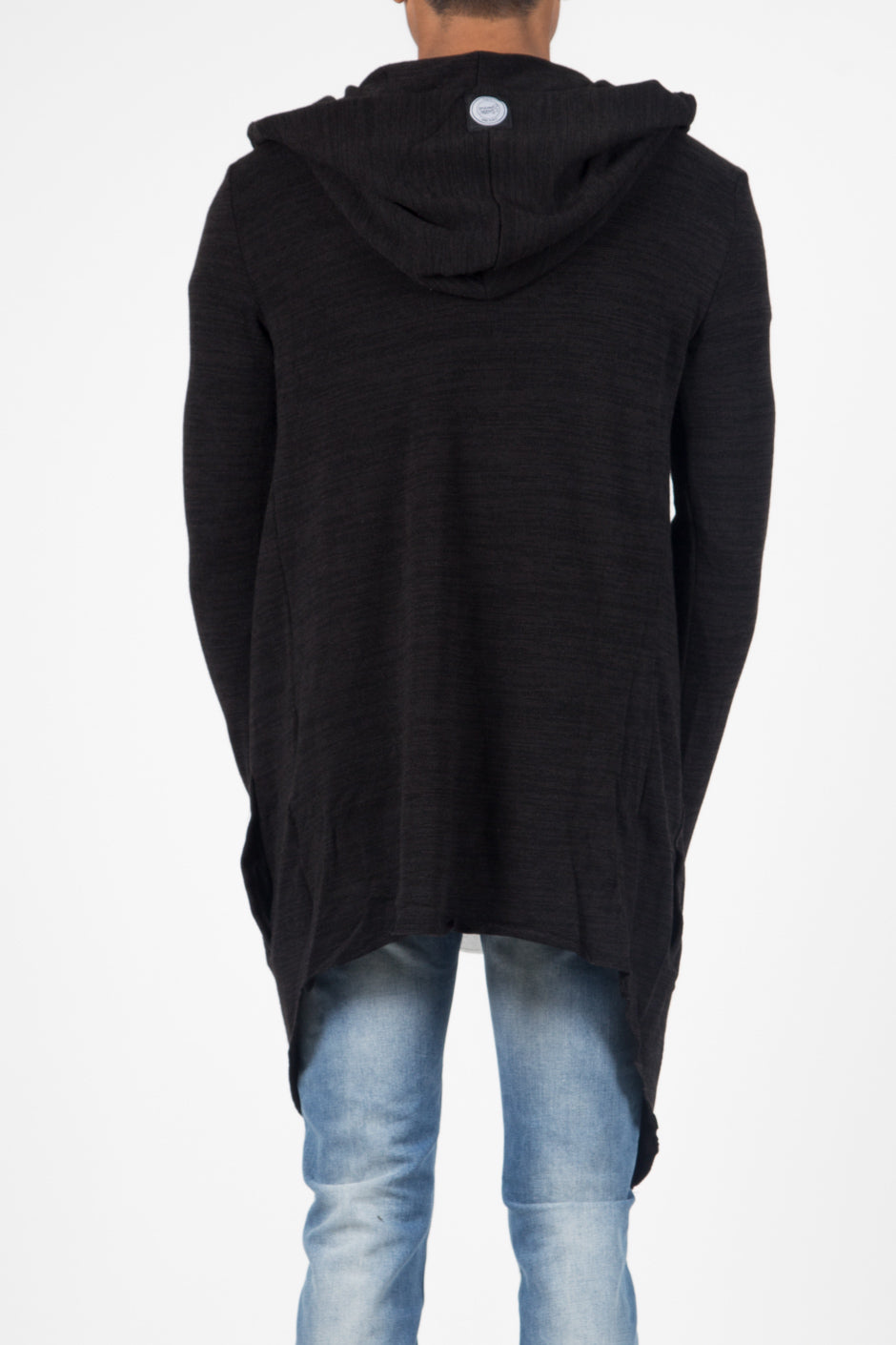 Sixth June - Gilet long capuche chiné noir 421CV