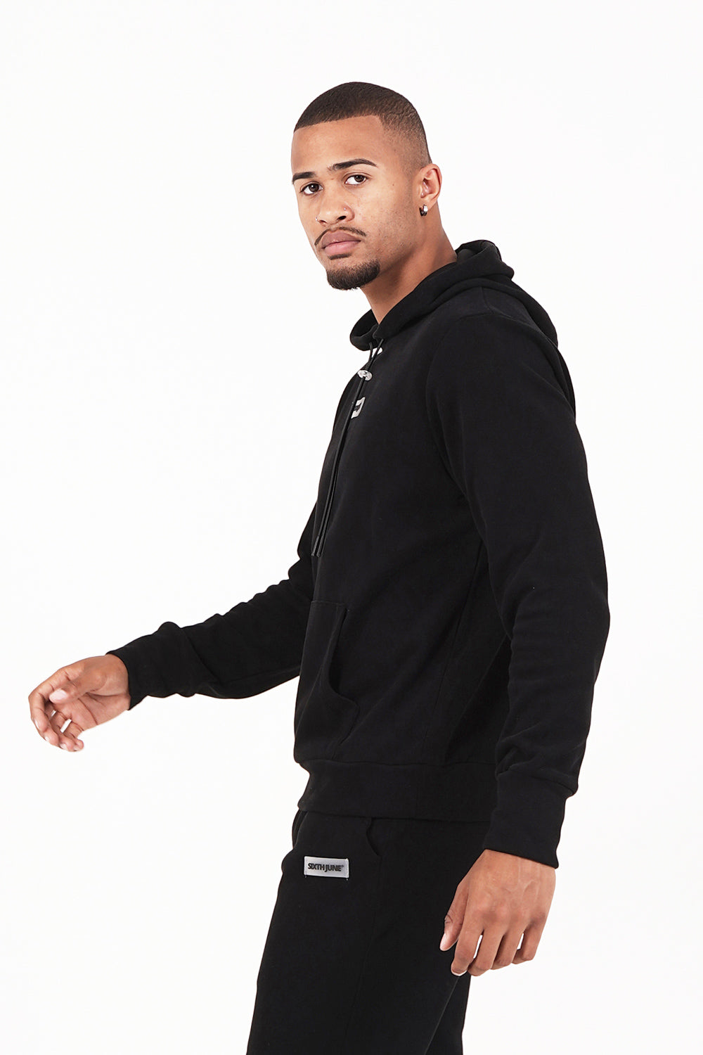 Sixth June - Sweat capuche côtelé cordon Noir