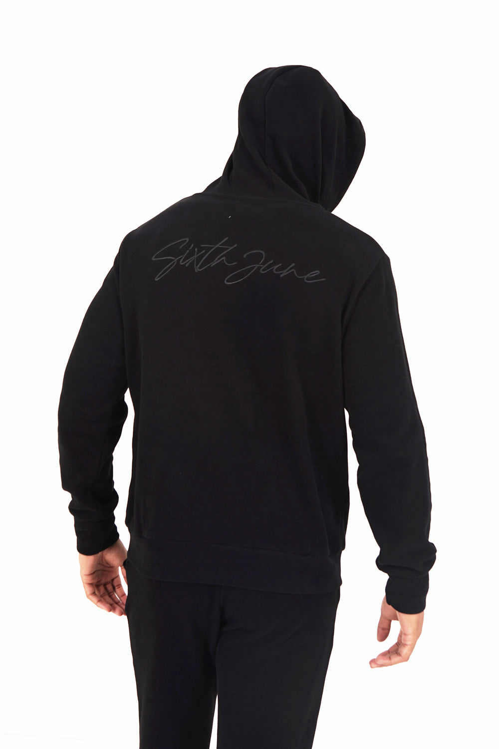 Sixth June - Sweat capuche côtelé cordon Noir