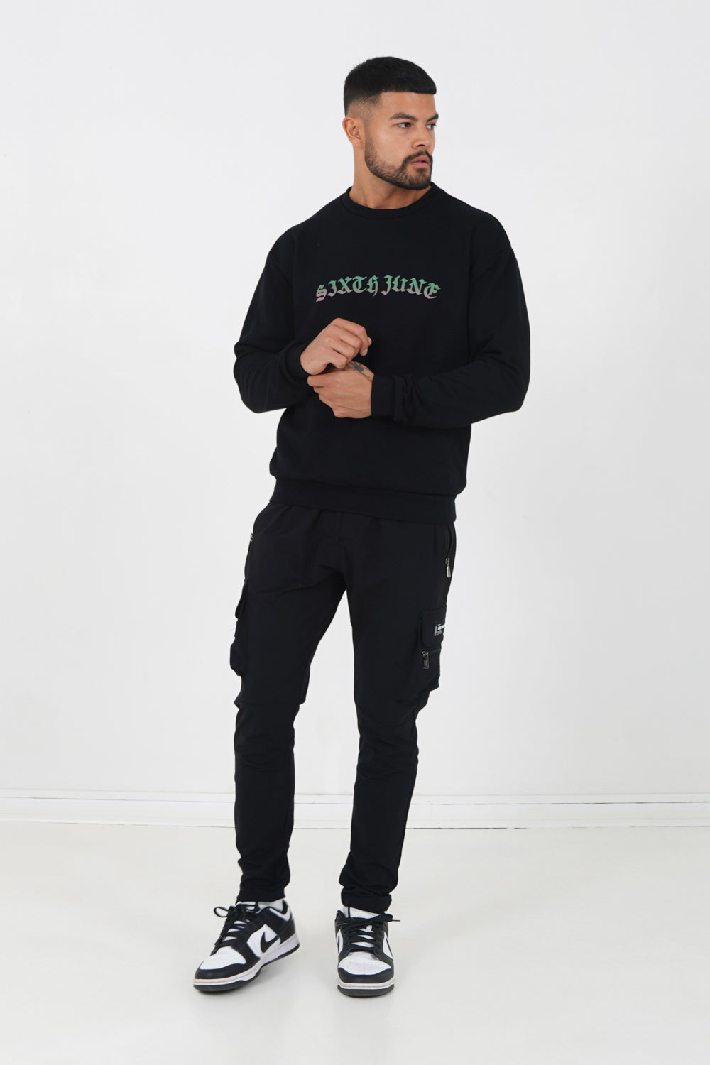 Sixth June - Sweatshirt gothique bicolore Noir