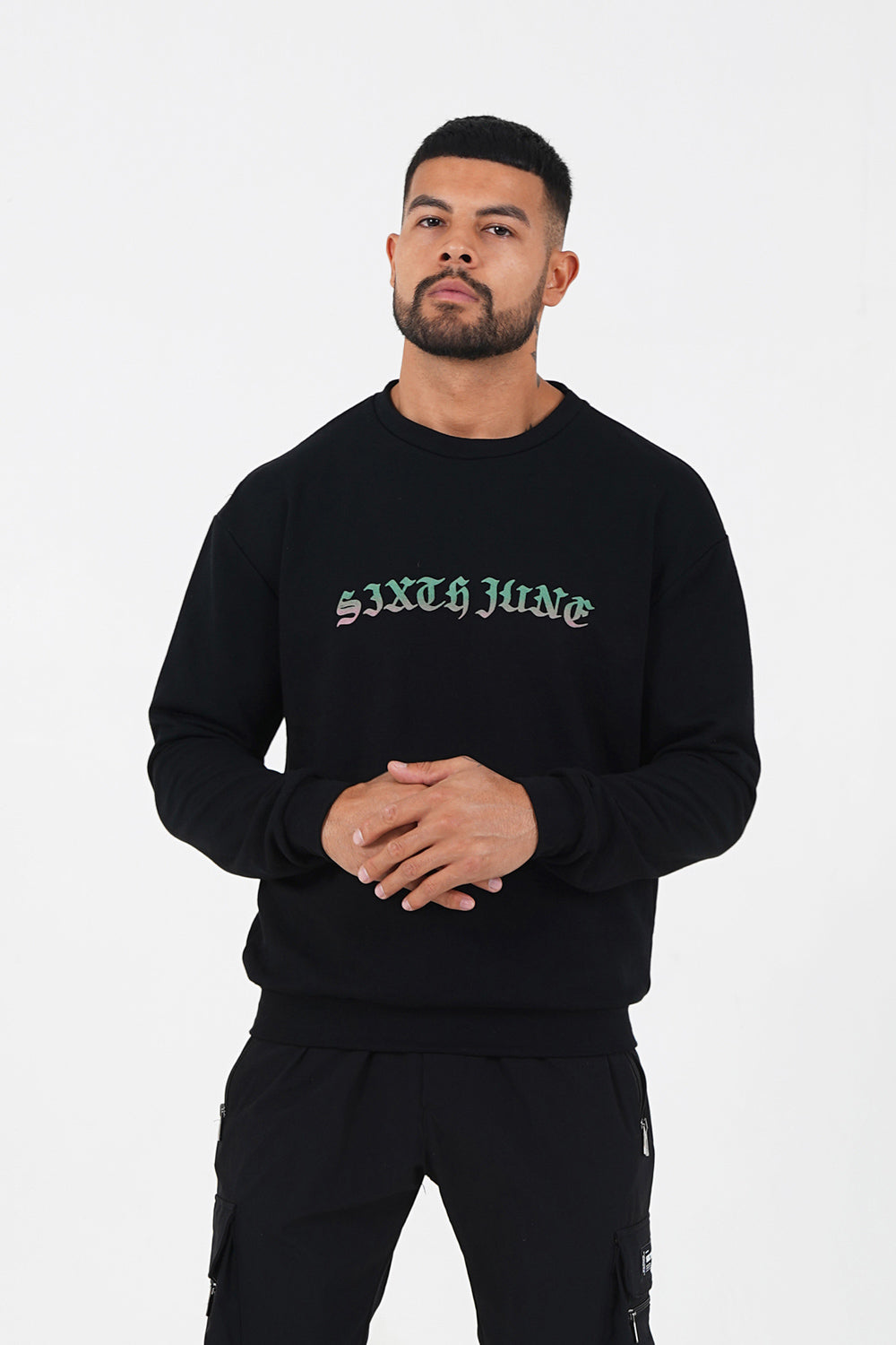 Sixth June - Sweatshirt gothique bicolore Noir