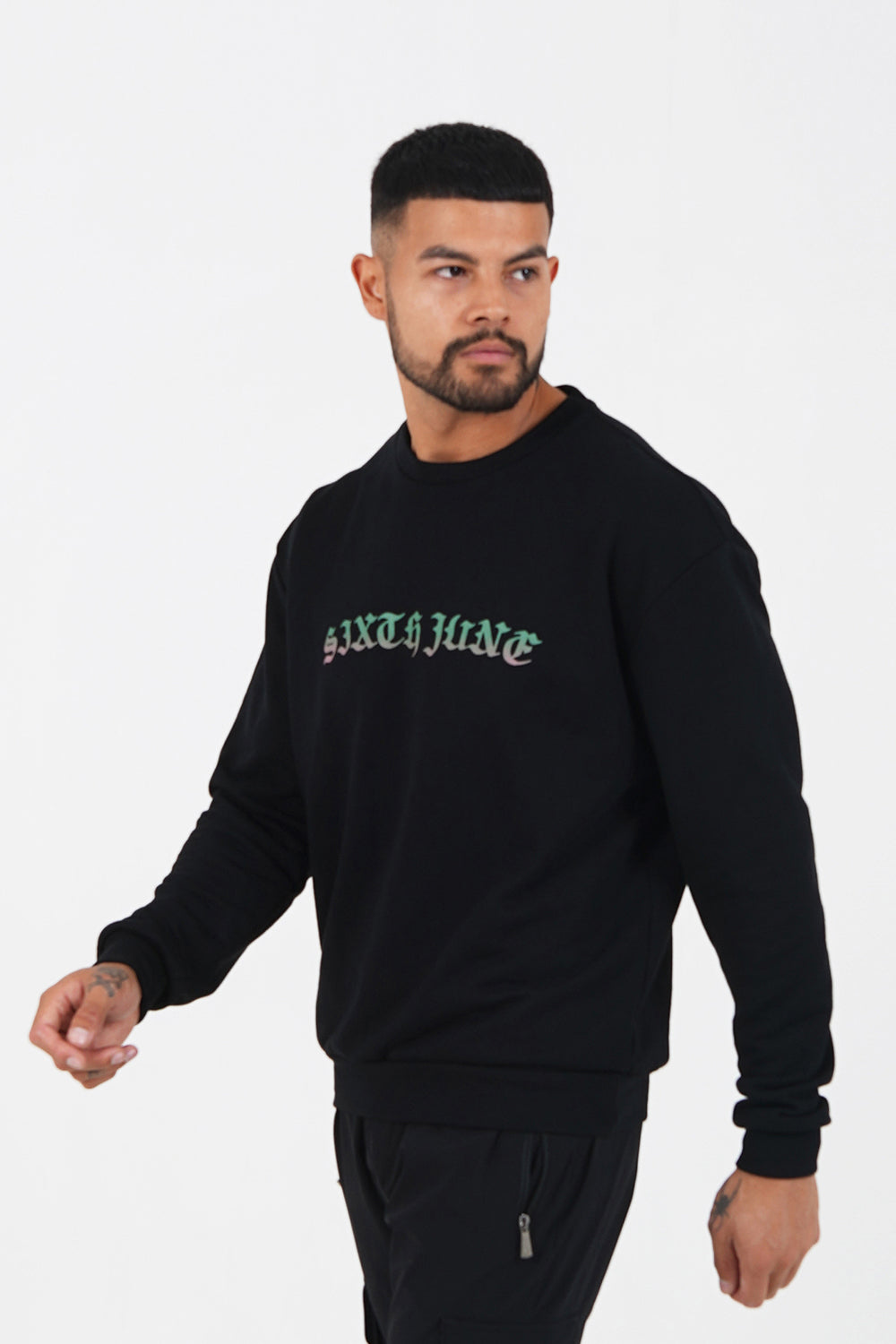 Sixth June - Sweatshirt gothique bicolore Noir